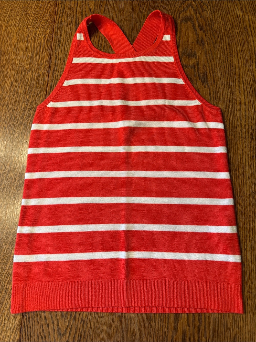 Banana RepublicOrange  Red and White Striped Knit Halter Top, XS